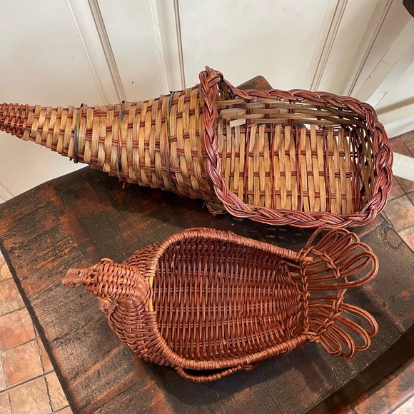 Vintage Boho Turkey and Cornucopia Baskets - Picture 2 of 8